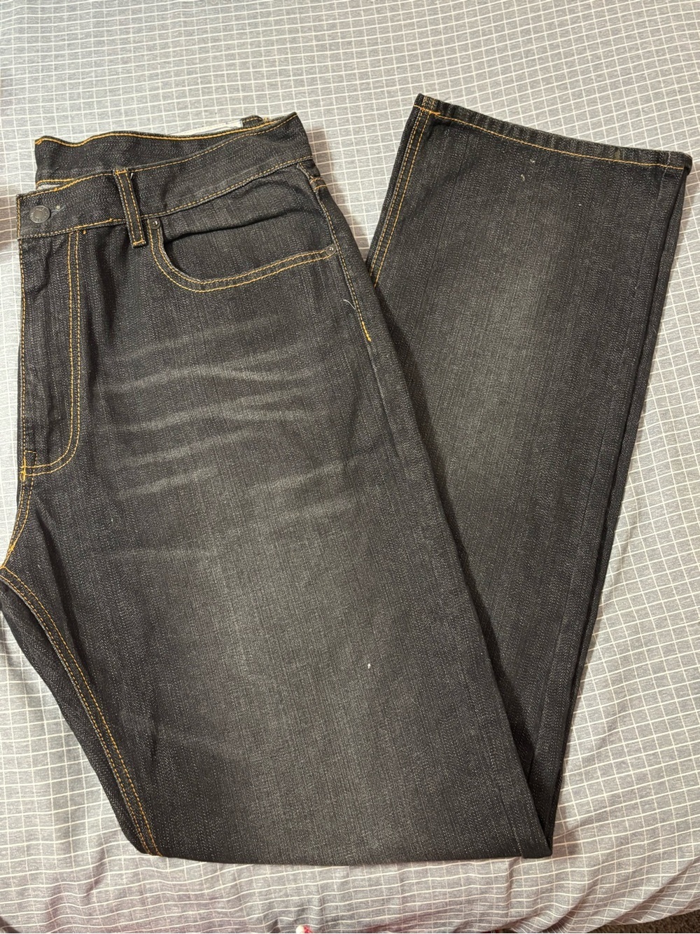 Vintage Polo by Ralph Lauren Men's Straight Black Jeans with Contrast Stitching